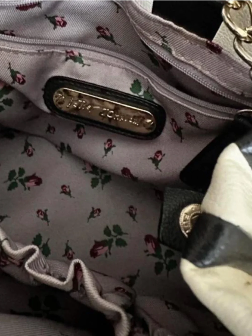 Betsey Johnson Floral Lined Handbag Interior - Pink & Green
